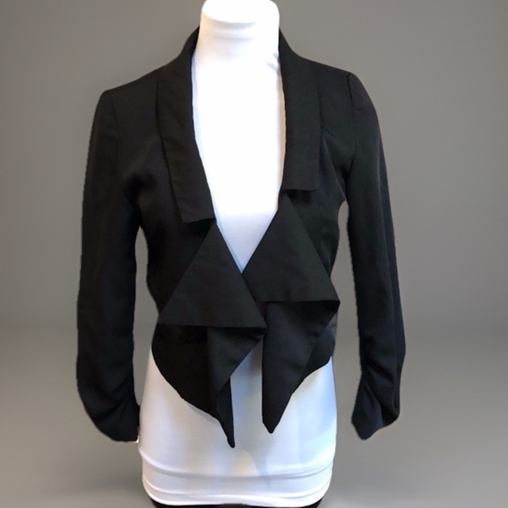 Black Cropped Lined Layering Blazer Jacket